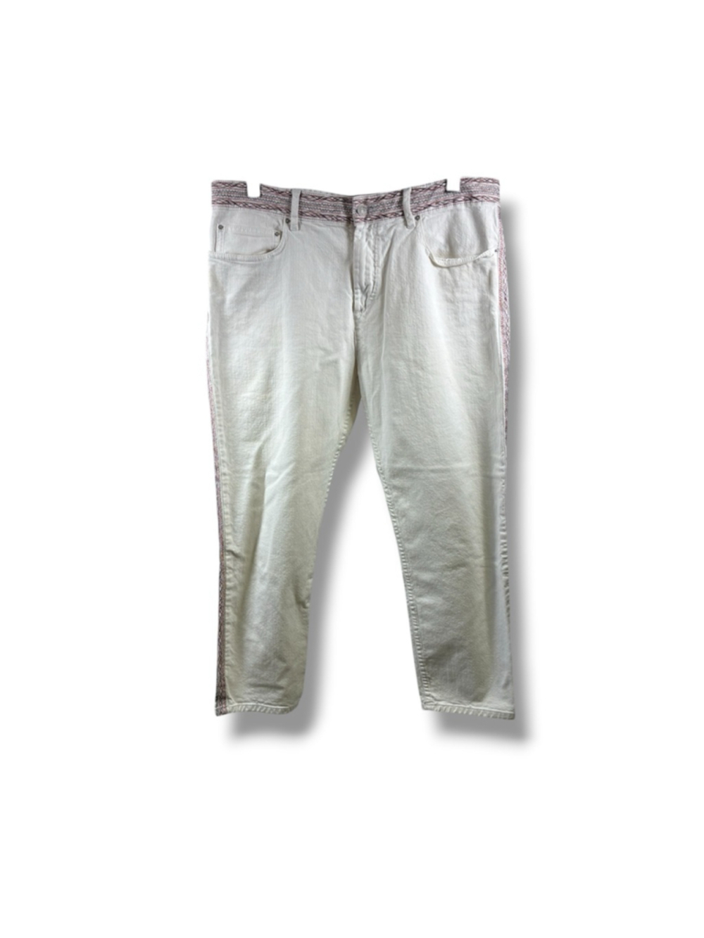Isabel Marant Étoile Straight Leg Jeans with Red Trim in White Size 10